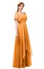 ColsBM Bailee Orange Bridesmaid Dresses Floor Length A-line Elegant Half Backless Short Sleeve V-neck