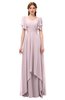 ColsBM Bailee Pale Lilac Bridesmaid Dresses Floor Length A-line Elegant Half Backless Short Sleeve V-neck