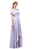 ColsBM Bailee Pastel Lilac Bridesmaid Dresses Floor Length A-line Elegant Half Backless Short Sleeve V-neck