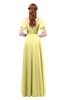 ColsBM Bailee Pastel Yellow Bridesmaid Dresses Floor Length A-line Elegant Half Backless Short Sleeve V-neck