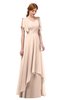 ColsBM Bailee Peach Puree Bridesmaid Dresses Floor Length A-line Elegant Half Backless Short Sleeve V-neck