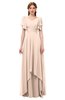 ColsBM Bailee Peach Puree Bridesmaid Dresses Floor Length A-line Elegant Half Backless Short Sleeve V-neck