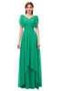 ColsBM Bailee Pepper Green Bridesmaid Dresses Floor Length A-line Elegant Half Backless Short Sleeve V-neck