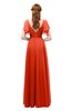 ColsBM Bailee Persimmon Bridesmaid Dresses Floor Length A-line Elegant Half Backless Short Sleeve V-neck