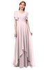 ColsBM Bailee Petal Pink Bridesmaid Dresses Floor Length A-line Elegant Half Backless Short Sleeve V-neck