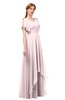 ColsBM Bailee Petal Pink Bridesmaid Dresses Floor Length A-line Elegant Half Backless Short Sleeve V-neck