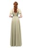 ColsBM Bailee Putty Bridesmaid Dresses Floor Length A-line Elegant Half Backless Short Sleeve V-neck