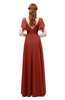 ColsBM Bailee Rust Bridesmaid Dresses Floor Length A-line Elegant Half Backless Short Sleeve V-neck