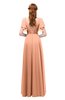 ColsBM Bailee Salmon Bridesmaid Dresses Floor Length A-line Elegant Half Backless Short Sleeve V-neck