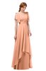 ColsBM Bailee Salmon Bridesmaid Dresses Floor Length A-line Elegant Half Backless Short Sleeve V-neck