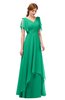 ColsBM Bailee Sea Green Bridesmaid Dresses Floor Length A-line Elegant Half Backless Short Sleeve V-neck