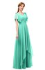ColsBM Bailee Seafoam Green Bridesmaid Dresses Floor Length A-line Elegant Half Backless Short Sleeve V-neck
