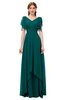 ColsBM Bailee Shaded Spruce Bridesmaid Dresses Floor Length A-line Elegant Half Backless Short Sleeve V-neck