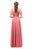 ColsBM Bailee Shell Pink Bridesmaid Dresses Floor Length A-line Elegant Half Backless Short Sleeve V-neck