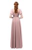 ColsBM Bailee Silver Pink Bridesmaid Dresses Floor Length A-line Elegant Half Backless Short Sleeve V-neck