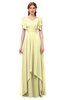 ColsBM Bailee Soft Yellow Bridesmaid Dresses Floor Length A-line Elegant Half Backless Short Sleeve V-neck