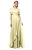 ColsBM Bailee Soft Yellow Bridesmaid Dresses Floor Length A-line Elegant Half Backless Short Sleeve V-neck