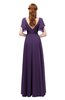 ColsBM Bailee Violet Bridesmaid Dresses Floor Length A-line Elegant Half Backless Short Sleeve V-neck