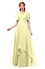 ColsBM Bailee Wax Yellow Bridesmaid Dresses Floor Length A-line Elegant Half Backless Short Sleeve V-neck
