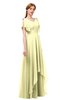 ColsBM Bailee Wax Yellow Bridesmaid Dresses Floor Length A-line Elegant Half Backless Short Sleeve V-neck