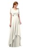 ColsBM Bailee Whisper White Bridesmaid Dresses Floor Length A-line Elegant Half Backless Short Sleeve V-neck
