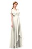 ColsBM Bailee Whisper White Bridesmaid Dresses Floor Length A-line Elegant Half Backless Short Sleeve V-neck