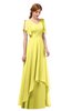 ColsBM Bailee Yellow Iris Bridesmaid Dresses Floor Length A-line Elegant Half Backless Short Sleeve V-neck