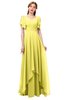 ColsBM Bailee Yellow Iris Bridesmaid Dresses Floor Length A-line Elegant Half Backless Short Sleeve V-neck