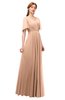 ColsBM Storm Almost Apricot Bridesmaid Dresses Lace up V-neck Short Sleeve Floor Length A-line Glamorous