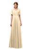 ColsBM Storm Apricot Gelato Bridesmaid Dresses Lace up V-neck Short Sleeve Floor Length A-line Glamorous