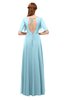 ColsBM Storm Aqua Bridesmaid Dresses Lace up V-neck Short Sleeve Floor Length A-line Glamorous