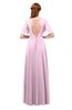 ColsBM Storm Baby Pink Bridesmaid Dresses Lace up V-neck Short Sleeve Floor Length A-line Glamorous