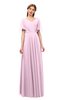 ColsBM Storm Baby Pink Bridesmaid Dresses Lace up V-neck Short Sleeve Floor Length A-line Glamorous