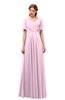 ColsBM Storm Baby Pink Bridesmaid Dresses Lace up V-neck Short Sleeve Floor Length A-line Glamorous