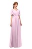 ColsBM Storm Baby Pink Bridesmaid Dresses Lace up V-neck Short Sleeve Floor Length A-line Glamorous