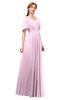 ColsBM Storm Baby Pink Bridesmaid Dresses Lace up V-neck Short Sleeve Floor Length A-line Glamorous