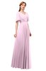 ColsBM Storm Baby Pink Bridesmaid Dresses Lace up V-neck Short Sleeve Floor Length A-line Glamorous