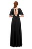 ColsBM Storm Black Bridesmaid Dresses Lace up V-neck Short Sleeve Floor Length A-line Glamorous