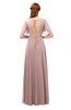ColsBM Storm Blush Pink Bridesmaid Dresses Lace up V-neck Short Sleeve Floor Length A-line Glamorous