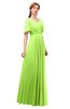 ColsBM Storm Bright Green Bridesmaid Dresses Lace up V-neck Short Sleeve Floor Length A-line Glamorous