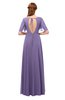 ColsBM Storm Chalk Violet Bridesmaid Dresses Lace up V-neck Short Sleeve Floor Length A-line Glamorous