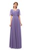 ColsBM Storm Chalk Violet Bridesmaid Dresses Lace up V-neck Short Sleeve Floor Length A-line Glamorous