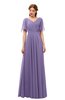 ColsBM Storm Chalk Violet Bridesmaid Dresses Lace up V-neck Short Sleeve Floor Length A-line Glamorous