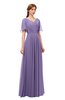 ColsBM Storm Chalk Violet Bridesmaid Dresses Lace up V-neck Short Sleeve Floor Length A-line Glamorous