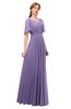 ColsBM Storm Chalk Violet Bridesmaid Dresses Lace up V-neck Short Sleeve Floor Length A-line Glamorous