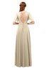 ColsBM Storm Champagne Bridesmaid Dresses Lace up V-neck Short Sleeve Floor Length A-line Glamorous