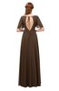ColsBM Storm Chocolate Brown Bridesmaid Dresses Lace up V-neck Short Sleeve Floor Length A-line Glamorous