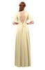 ColsBM Storm Cornhusk Bridesmaid Dresses Lace up V-neck Short Sleeve Floor Length A-line Glamorous