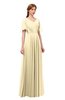 ColsBM Storm Cornhusk Bridesmaid Dresses Lace up V-neck Short Sleeve Floor Length A-line Glamorous