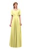 ColsBM Storm Daffodil Bridesmaid Dresses Lace up V-neck Short Sleeve Floor Length A-line Glamorous